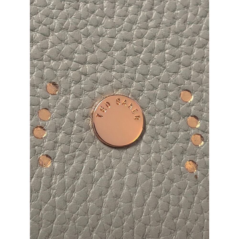 Ted Baker Cat Crossbody Bag Gray Leather Rose Gold Studded Purse Kitty - Picture 8 of 8